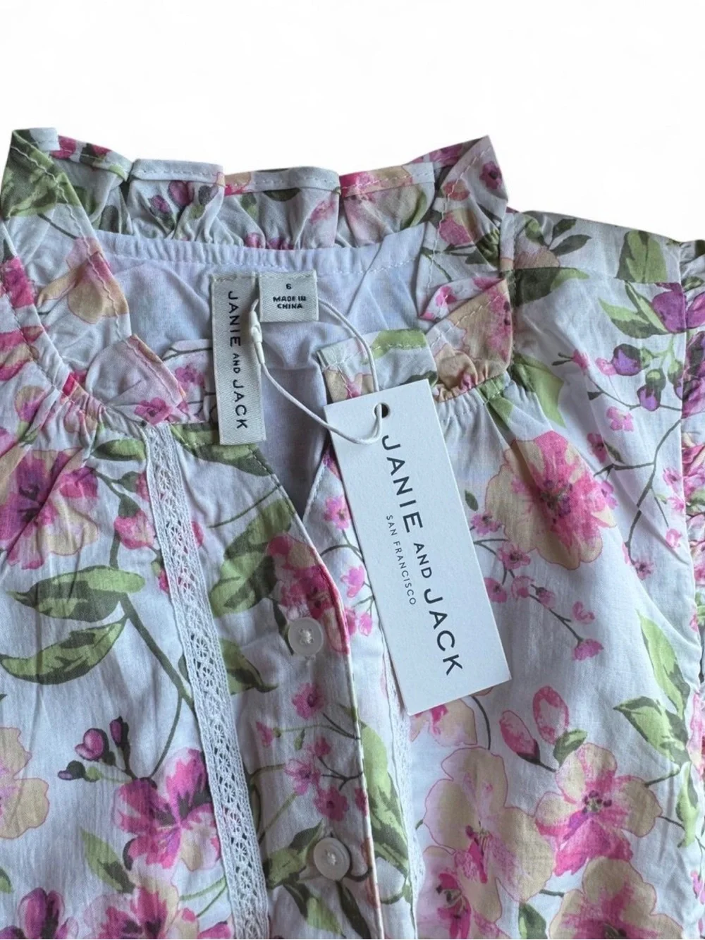 Janie and Jack Girls Size 6 Floral Smocked Romper NWT